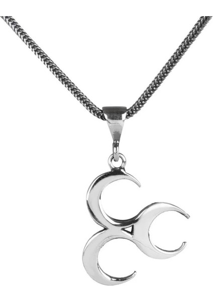 Üç Hilal 925 Ayar Gümüş Erkek Kolye