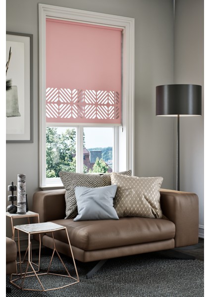 Lazer Kesim Mat Stor Perde, Lazer Kesimli Klasik Serisi, C-201006 Gül Kurusu Renk