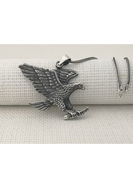 Büyük Kartal Tasarımlı 925 Ayar Gümüş Erkek Kolye