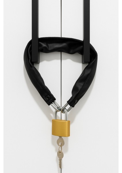 Mavi Deri Kılıflı 1 Kalite Zincirli Kilit Yurt Spor Salonu Dolap Kilidi Dayanıklı Kilit Asma Kilit