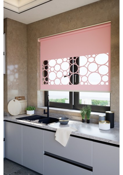 Lazer Kesim Mat Stor Perde, Lazer Kesimli Klasik Serisi, C-5006 Gül Kurusu Renk