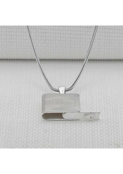 Dikdörtgen Tasarımlı Parlak Cevşen Muska Kabi 925 Ayar Gümüş Erkek Kolye