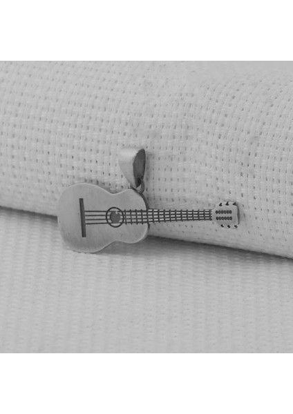 Gitar Tasarımlı 925 Ayar Gümüş Erkek Kolye Ucu