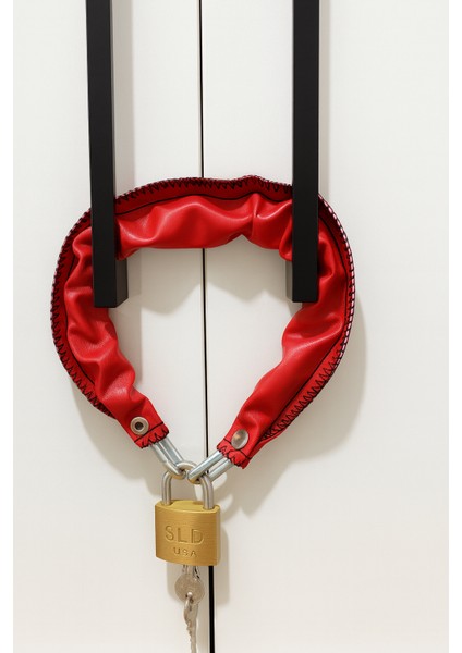 Kırmızı Deri Kılıf 1 Kalite Zincirli Kilit Yurt Spor Salonu Dolap Kilidi Dayanıklı Kilit Asma Kilit