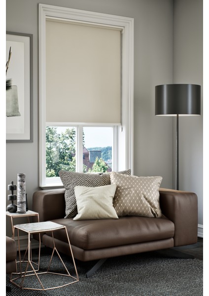 Lazer Kesim Mat Stor Perde, Lazer Kesimli Klasik Serisi, C-1002 Ekru Renk