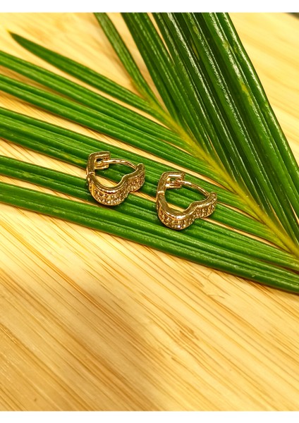 Altın Renk Lüks Kalp Figürlü Küçük Yuvarlak Küpe fiyatları