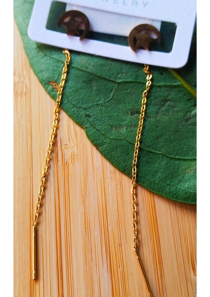 Gold Renk Metalik Ay Yıldız Figürlü Sallantılı Küpe fiyatları