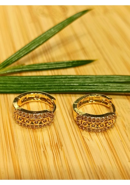 Altın Renk Lüks Gösterişli Figürlü Küçük Yuvarlak Küpe fiyatları