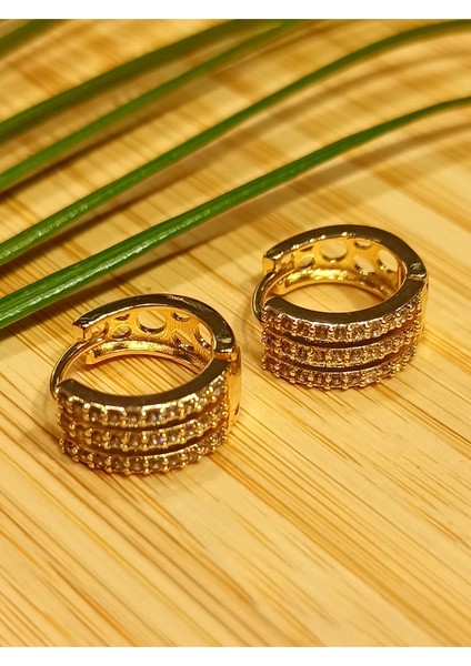 Altın Renk Lüks Gösterişli Figürlü Küçük Yuvarlak Küpe fiyatları