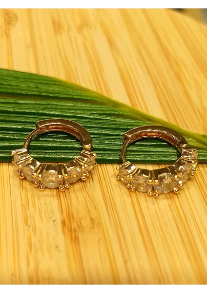 Altın Renk Lüks Gösterişli Figürlü Küçük Yuvarlak Küpe fiyatları