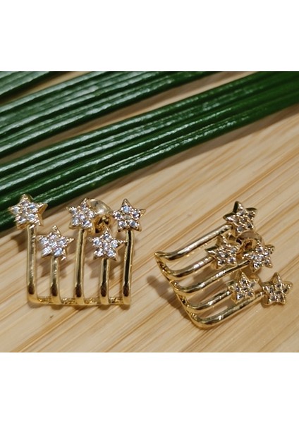 Altın Renk Lüks Gösterişli Yıldız Figürlü Klips Küpe fiyatları