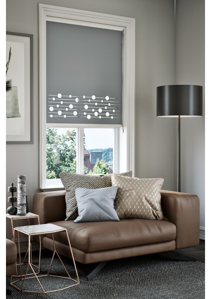 Lazer Kesim Mat Stor Perde, Lazer Kesimli Modern Serisi, M-161004 Antrasit Renk