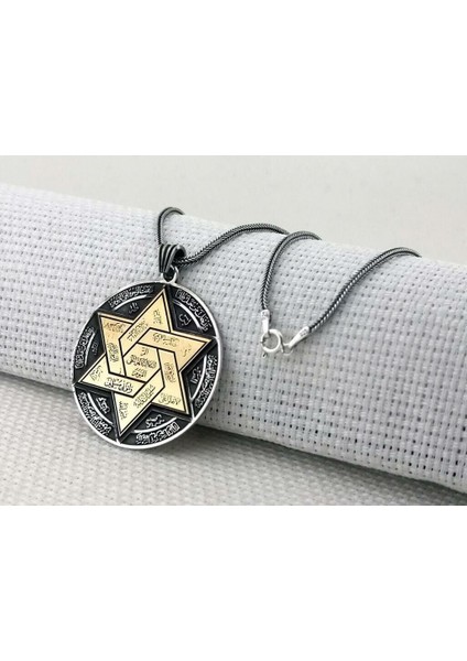 Hz Süleyman Mührü Büyük Boy 925 Ayar Gümüş Erkek Kolye