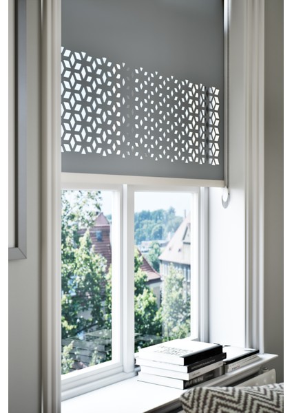 Lazer Kesim Mat Stor Perde, Lazer Kesimli Modern Serisi, M-191004 Antrasit Renk fiyatları