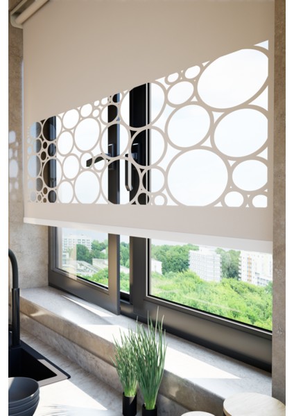 Lazer Kesim Mat Stor Perde, Lazer Kesimli Klasik Serisi, C-5003 Açık Kahverengi fiyatları