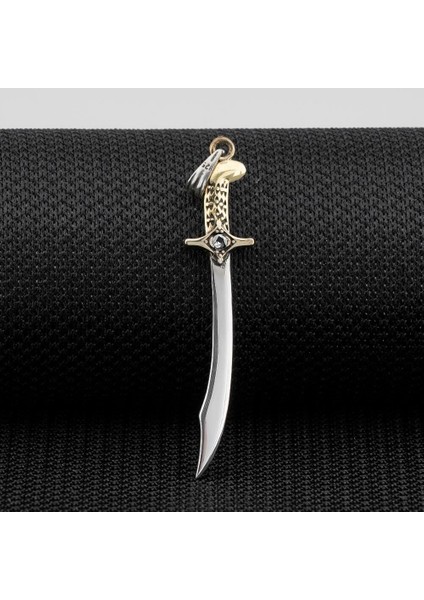 Beyaz Zirkon Taşlı Osmanlı 925 Ayar Gümüş Erkek Kolye