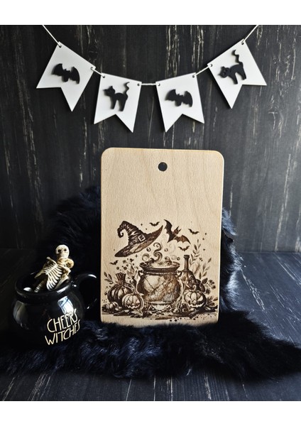 Halloween Temalı Ahşap Kesme Tahtası fiyatları