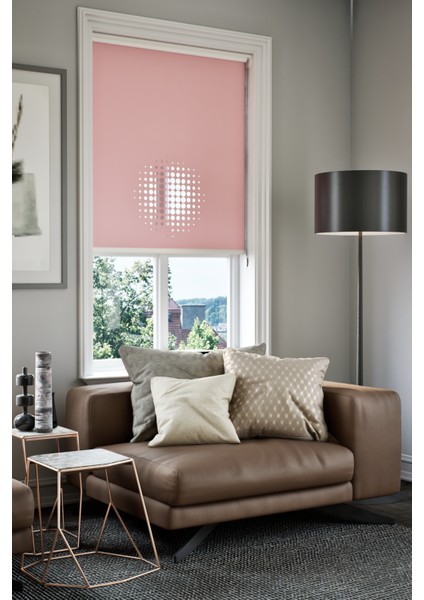 Lazer Kesim Mat Stor Perde, Lazer Kesimli Modern Serisi, M-9006 Gül Kurusu Renk