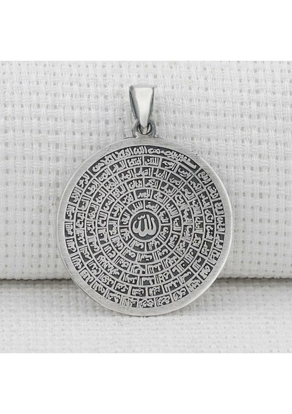 Esmaul Husna Dualı Büyük Boy 925 Ayar Gümüş Erkek Kolye Ucu