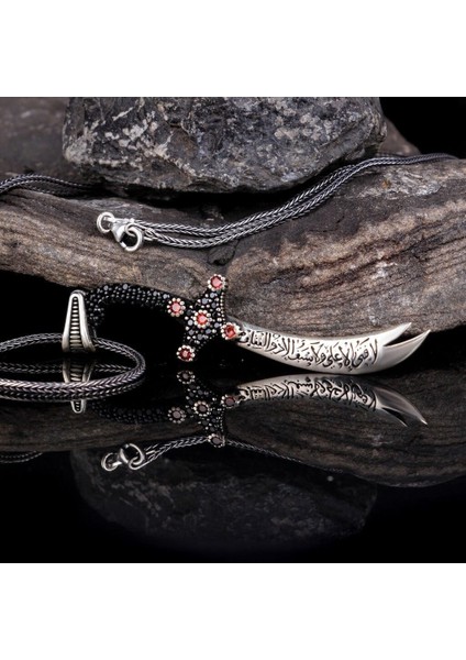 Zulfikar Hz Ali 925 Ayar Gümüş Erkek Kolye