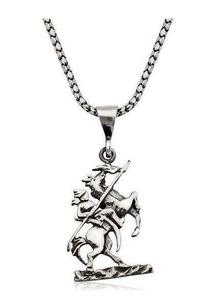 Göktürk Suvarisi 925 Ayar Gümüş Erkek Kolye