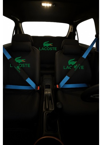 Lc Baskılı 8 Parça Oto Koltuk Kılıf Seti (Ön + Arka Set, 2 Boyun Yastığı, 2 Kemer Kılıfı)