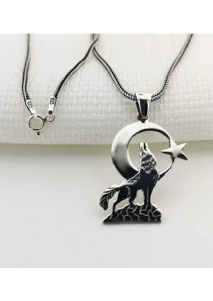 Bozkurt 925 Ayar Gümüş Erkek Kolye