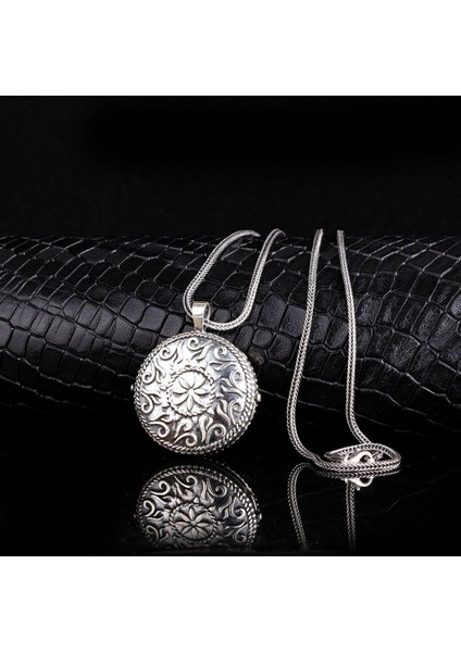 Otantik Açılabilir Oval Muska Kabi 925 Ayar Gümüş Erkek Kolye