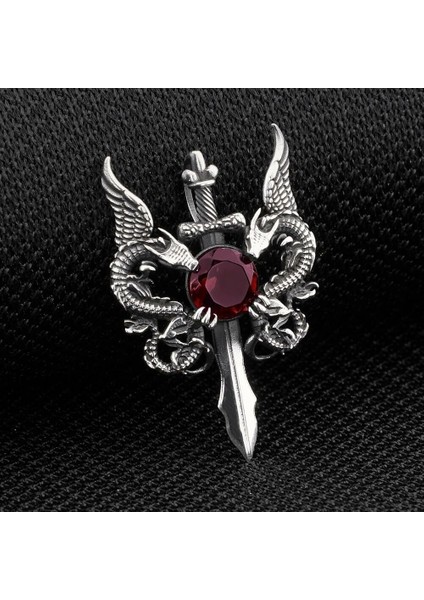 Ejderha Tasarımlı Zirkon Taşlı 925 Ayar Gümüş Erkek Kolye Ucu