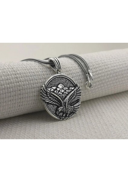 Büyük Kartal Tasarımlı 925 Ayar Gümüş Erkek Kolye