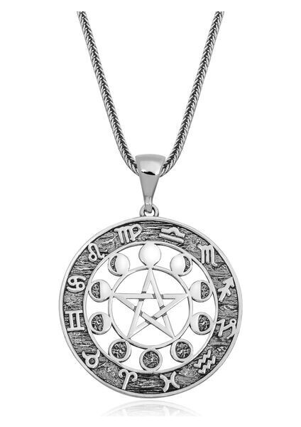 On Iki Burç 925 Ayar Gümüş Erkek Kolye