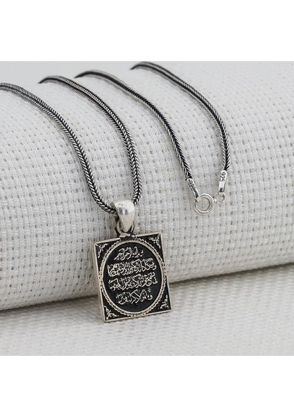 Kalın Zincir Nazar Duası 925 Ayar Gümüş Erkek Kolye