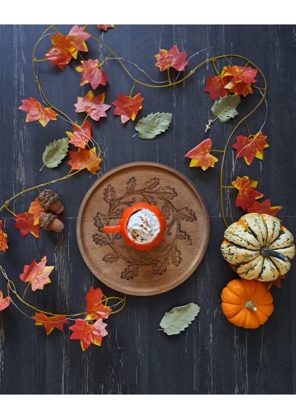 Meşe Palamudu Temalı Ahşap Sunum Tabağı