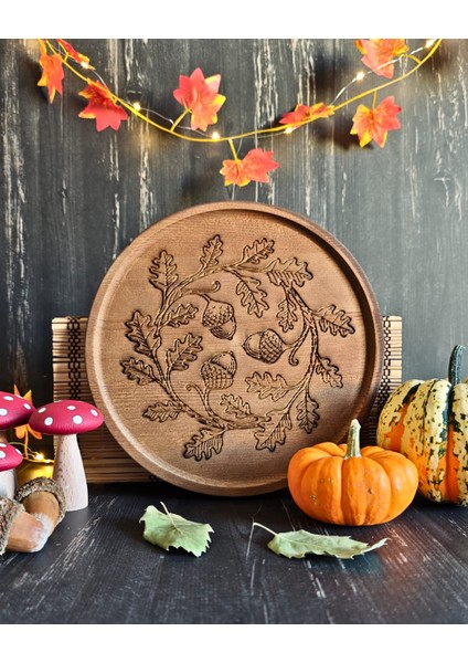 Meşe Palamudu Temalı Ahşap Sunum Tabağı fırsatları