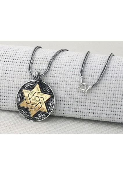 Hz Süleyman Mührü 925 Ayar Gümüş Erkek Kolye