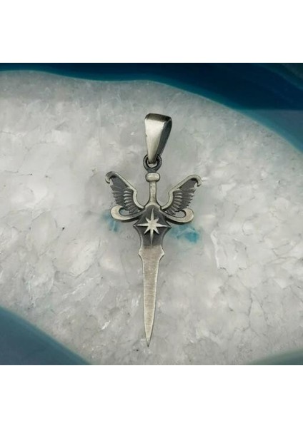 Melek Kanadı Tasarımlı 925 Ayar Gümüş Erkek Kolye Ucu