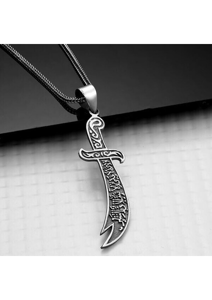 Zülfikar Hz Ali 925 Ayar Gümüş Erkek Kolye