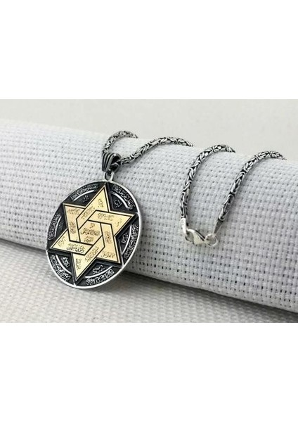 Süleyman Mührü Büyük Boy 925 Ayar Gümüş Erkek Kolye