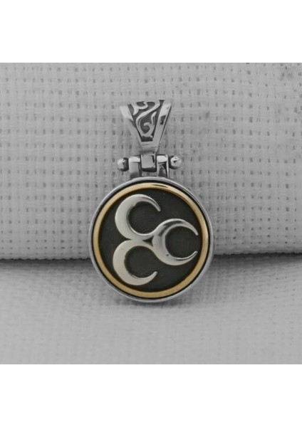 Üç Hilal Ortası Dönen 925 Ayar Gümüş Erkek Kolye Ucu