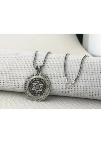 Hz Süleyman Mührü 925 Ayar Gümüş Erkek Kolye