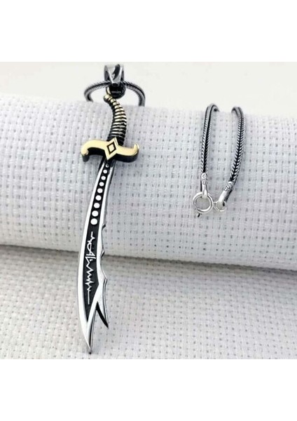 Kalp Atışı Zülfikar Hz Ali 925 Ayar Gümüş Erkek Kolye