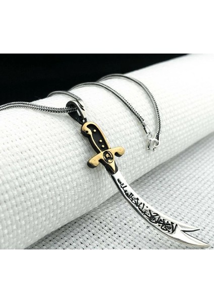 Zulfikar La Feta Illa Ali La Seyfe Illa 925 Ayar Gümüş Erkek Kolye