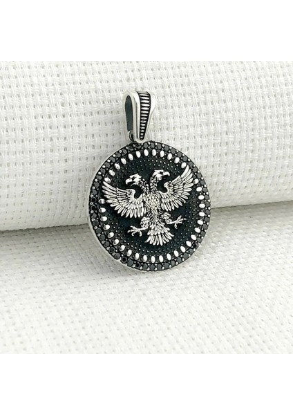 Çift Başlı Kartal 925 Ayar Gümüş Erkek Kolyesi