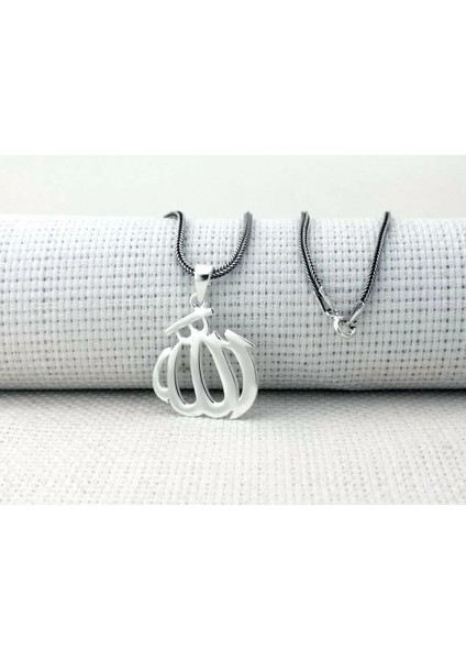 Allah Yazılı Büyük Boy 925 Ayar Gümüş Erkek Kolye