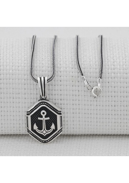 Denizci Çapa 925 Ayar Gümüş Erkek Kolye