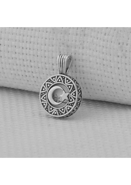 Ay Yıldız Tasarımlı Cevşeni Kebir Dua 925 Ayar Gümüş Erkek Kolye Ucu