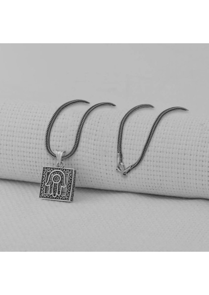 Fatma Ana Eli Kebir Dualı 925 Ayar Gümüş Erkek Kolye