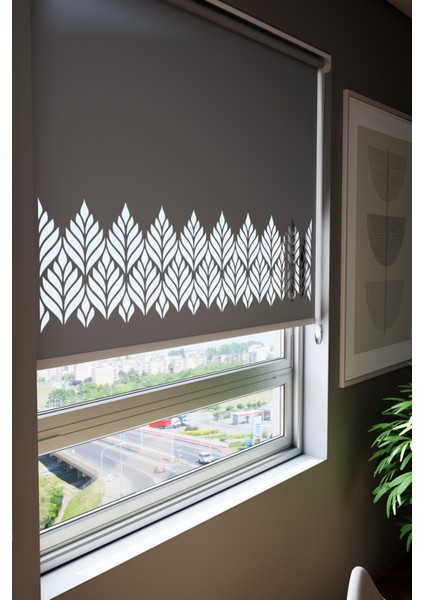 Lazer Kesim Mat Stor Perde, Lazer Kesimli Modern Serisi, M-181004 Antrasit Renk fiyatları