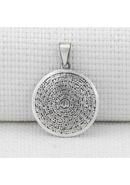 Esmaul Husna Dualı Büyük Boy 925 Ayar Gümüş Erkek Kolye Ucu