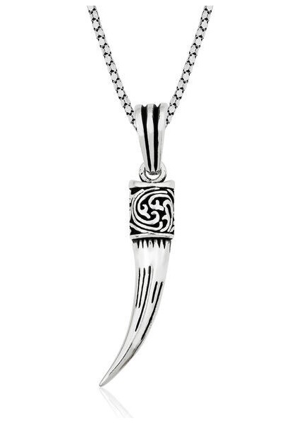 Fil Dişi 925 Ayar Gümüş Erkek Kolye